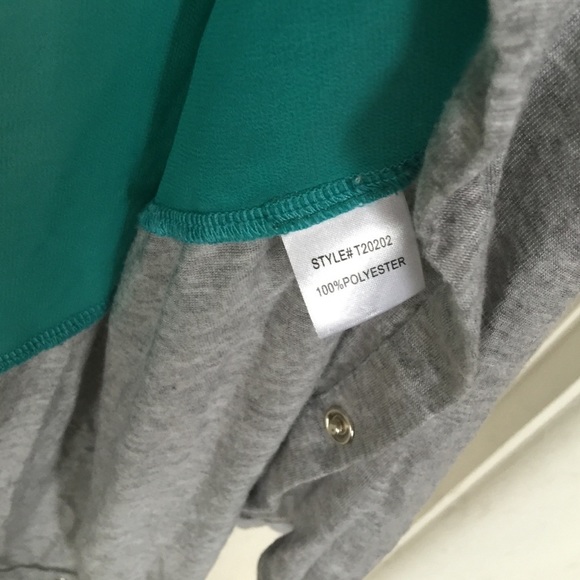 green & gray  mixed media Color block duster swim cover up - Picture 6 of 6